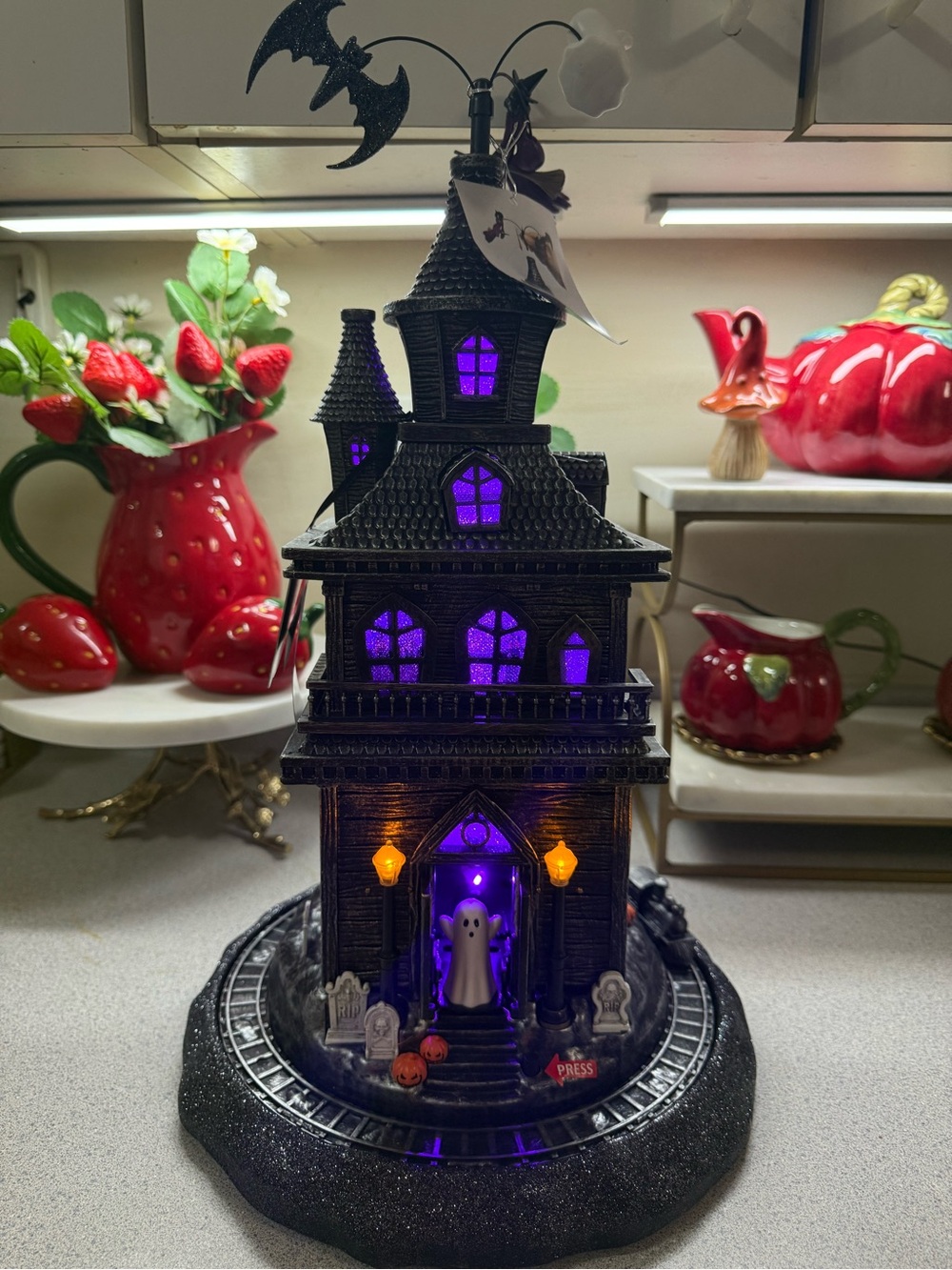 NWT Well dressed home Halloween house LED with train and music